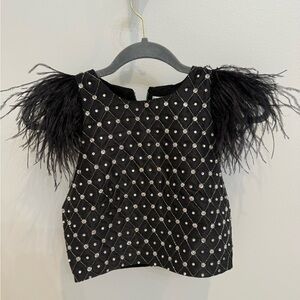 Alice + Olivia Black Embellished Top